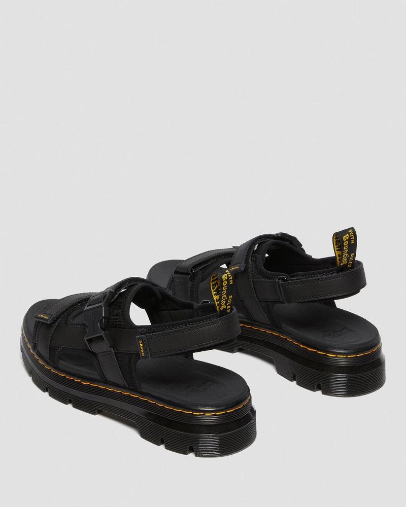 Men's Dr Martens Forster Webbing Strap Sandals Black | AU 637MQZ